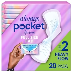 ALWAYS Pocket Feminine Pads with FlexFoam, Size 2, Heavy Flow, with Wings, Unscented