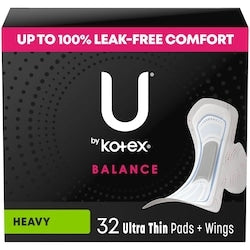 KOTEX Ultra Thin Pads with Wings, Heavy Absorbency 32ct