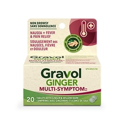 GRAVOL Ginger Multi-Symptom Cold and Fever Tablets with Willowbark 20PK