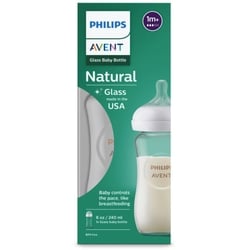 AVENT Glass Natural Baby Bottle With Natural Response Nipple, 8oz, 1 pack,