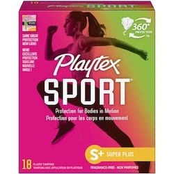 Playtex Sport Unscented Athletic Tampons Super Plus 18