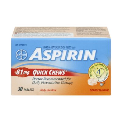 Aspirin Quick Chews Daily Low Dose Tablets 81 mg Orange