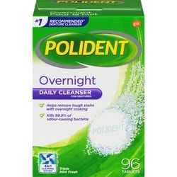 POLIDENT OVERNIGHT DAILY DENTURE CLEANSER TABLETS 96S