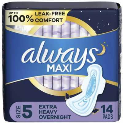 ALWAYS MAXI PADS SIZE 5 OVERNIGHT 14
