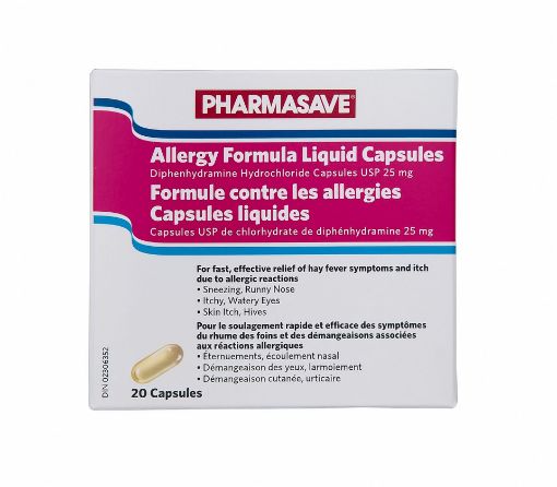 PHARMASAVE ALLERGY FORMULA 25MG LIQUID CAPSULES 20S