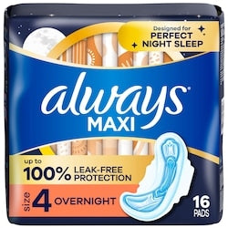 ALWAYS MAXI PADS SIZE 4 OVERNIGHT 16