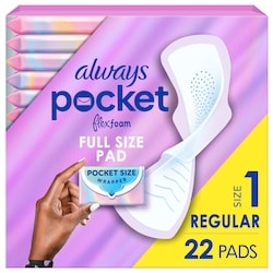 ALWAYS Pocket Feminine Pads with FlexFoam, Size 1, Regular, with Wings, Unscented