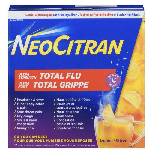 NEO CITRAN TOTAL FLU - ULTRA STRENGTH - NIGHTTIME - LEMON 10S