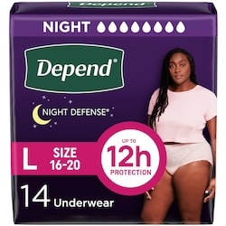 DEPEND Night Defense Incontinence Underwear for Women, Overnight, Large