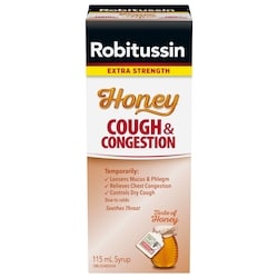 ROBITUSSIN Cough & Congestion Syrup Honey Extra Strength 115 ml