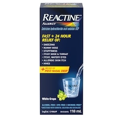 REACTINE Allergy Liquid Medicine, with Cetirizine Hydrochloride, White Grape Flavour 118ml