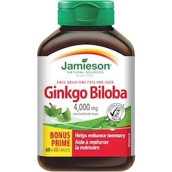 GINKGO BILOBA CPLT 4000MG BONUS JAMIESON 60+30
