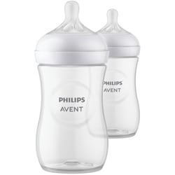 AVENT Natural Baby Bottle With Natural Response Nipple, Clear, 9oz, 2 pack,