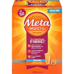 METAMUCIL 3 in 1 MultiHealth Fibre! Sugar-Free Fiber Suplement Powder Packets, Orange, 44 x 5.8 g