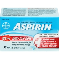 ASPIRIN 81mg, Daily Low Dose Enteric Coated Tablets