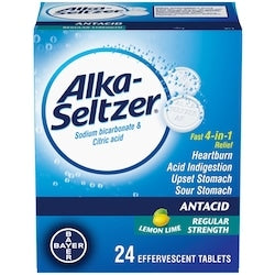 ALKA SELTZER Antacid Heartburn Relief Effervescent Tablets - Lemon Lime Flavour