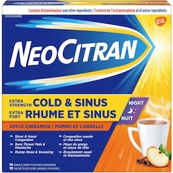 Neocitran Extra Strength Cold & Sinus Apple Cinnamon flavour hot liquid 10 pack