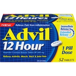 Advil 12 Hour Tablets for Extended Pain Relief, 600 mg Ibuprofen, 52