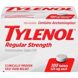 TYLENOL Regular Strength Pain Relief Acetaminophen 325mg  100 Tabs