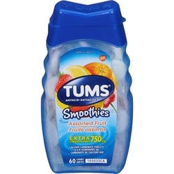 Tums Extra Strength Smoothie Assorted Fruit 60 count 750 mg